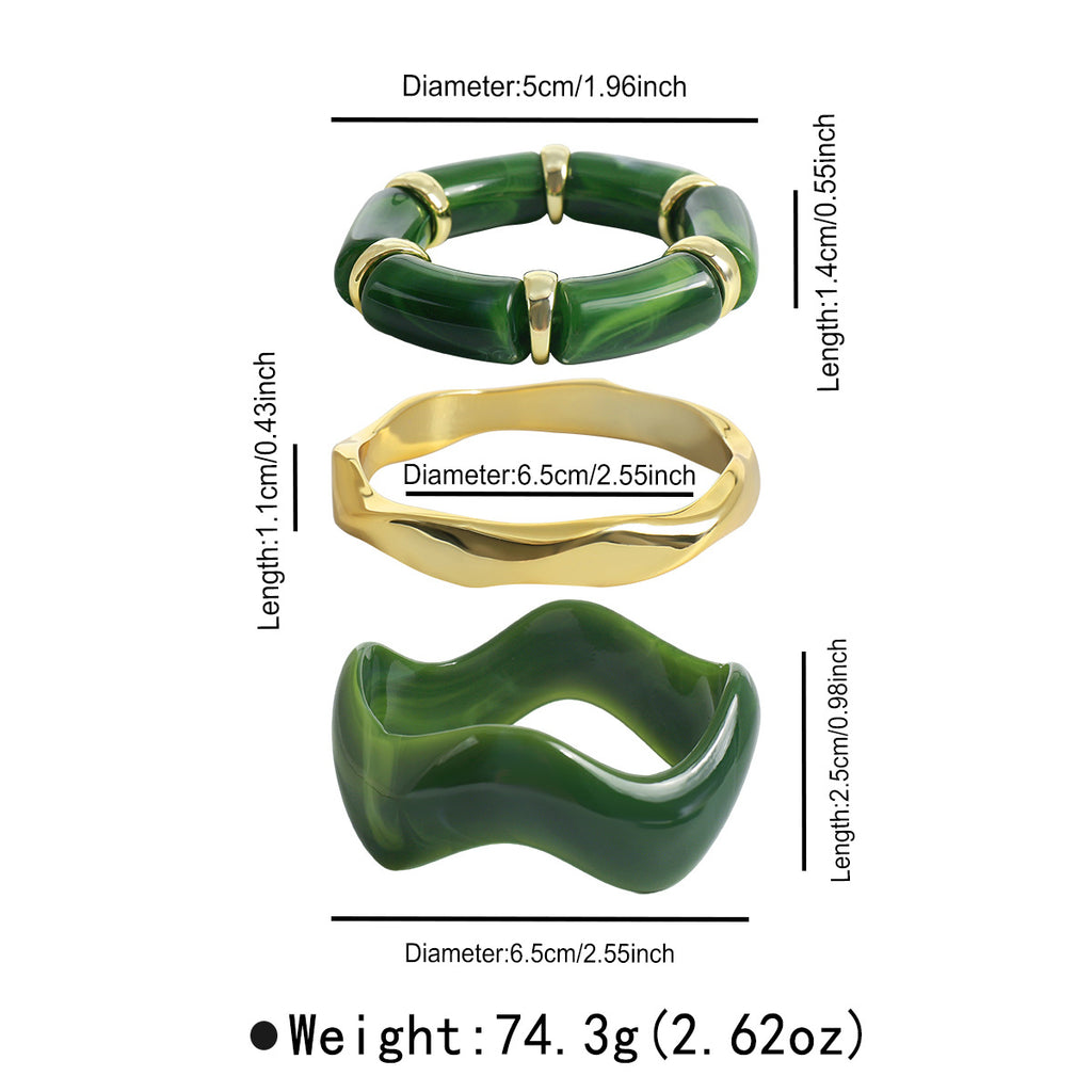 Set de bracelet en acrylique translucide géométrique poli