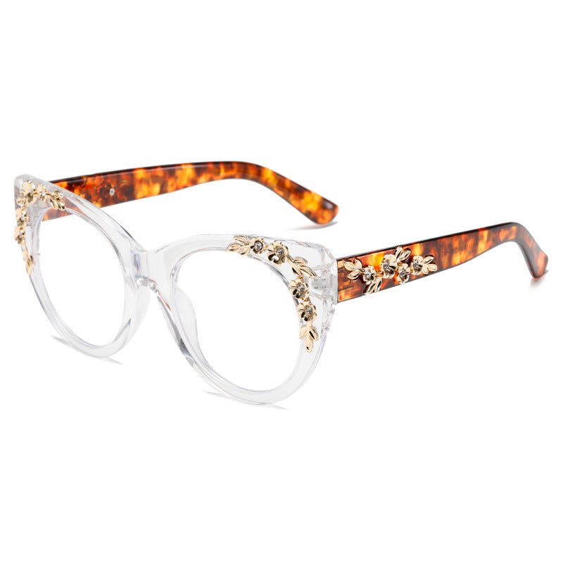 Lunettes de soleil à motif de strass floral et sans vis à vis