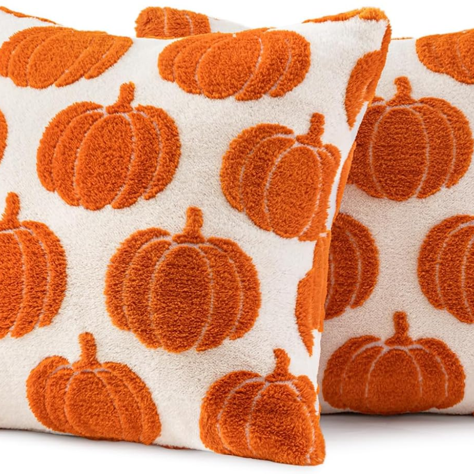 Oreiller de citrouille Couvertures Automne Décor 18x18 Ensemble de 2 Orange