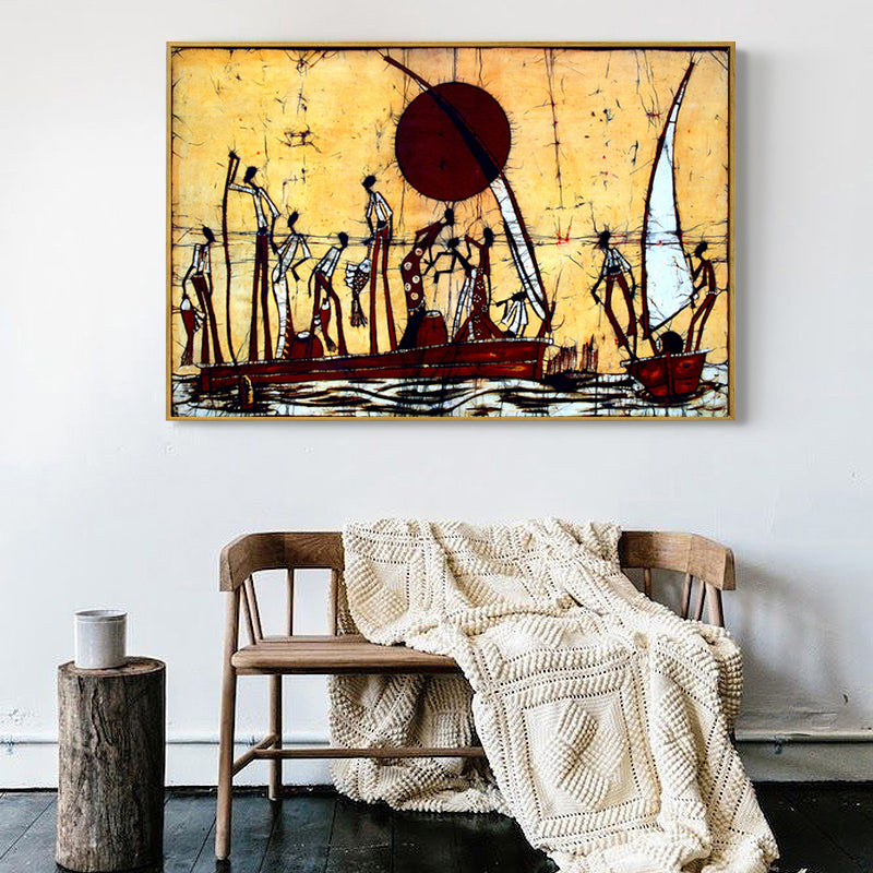 Résumé Affiche de peinture sur toile de paysage de voile africaine