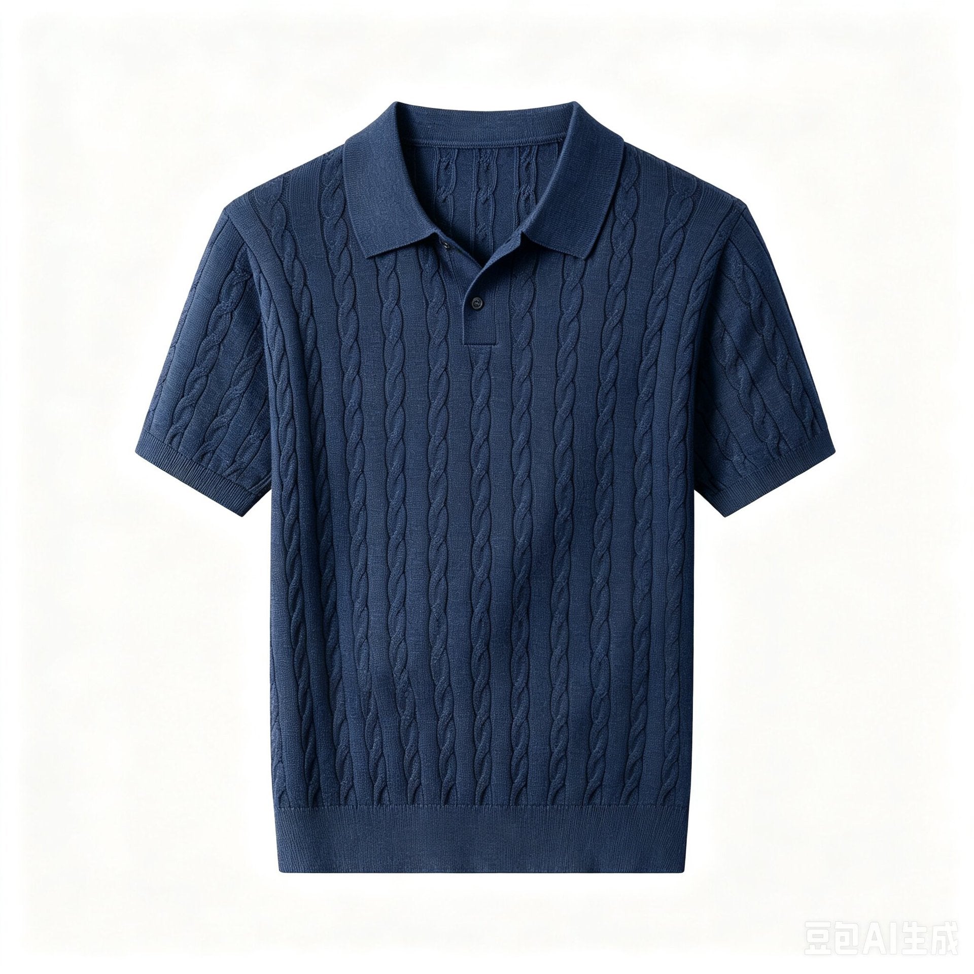 Chemise Polo en tricot de câble Hommes manches courtes T-shirt tricoté casual