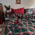 Ins Nordic Simple Plaid Christmas Cotton Yarn-dyed Cotton Four-piece Set