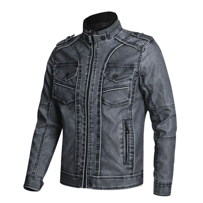 Manteau en cuir PU épais pour homme