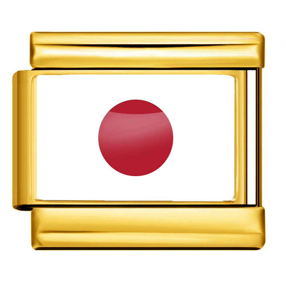 Arrière-plan d'or World Flag Photo Epoxy Italien Module Bracelet