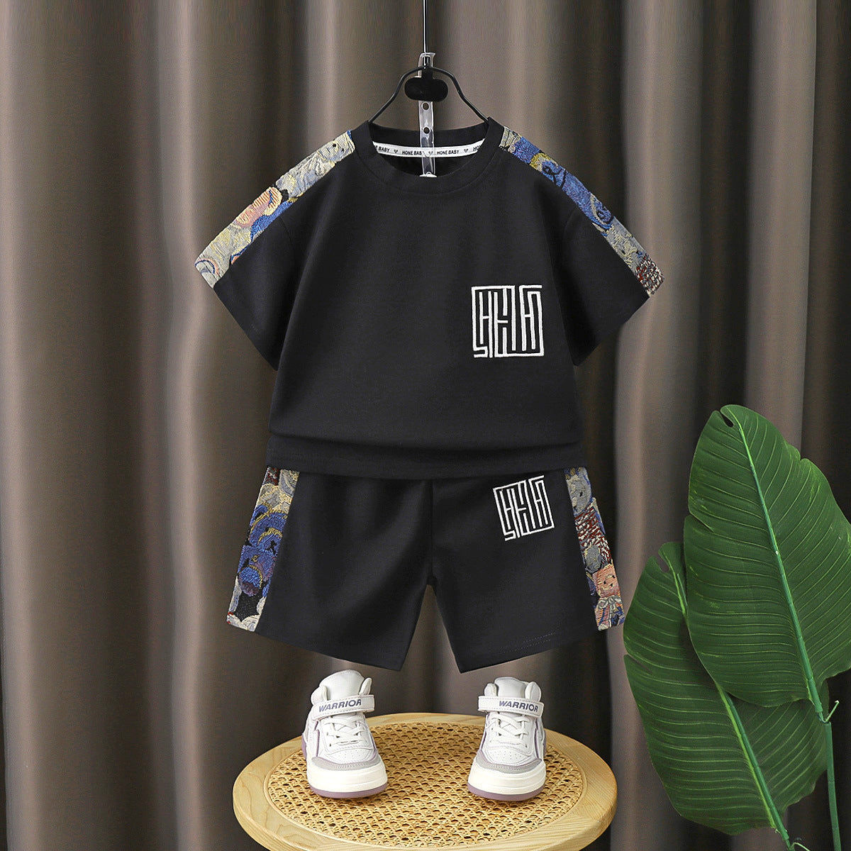 Embroidered Short-Sleeved Shorts Set for Children