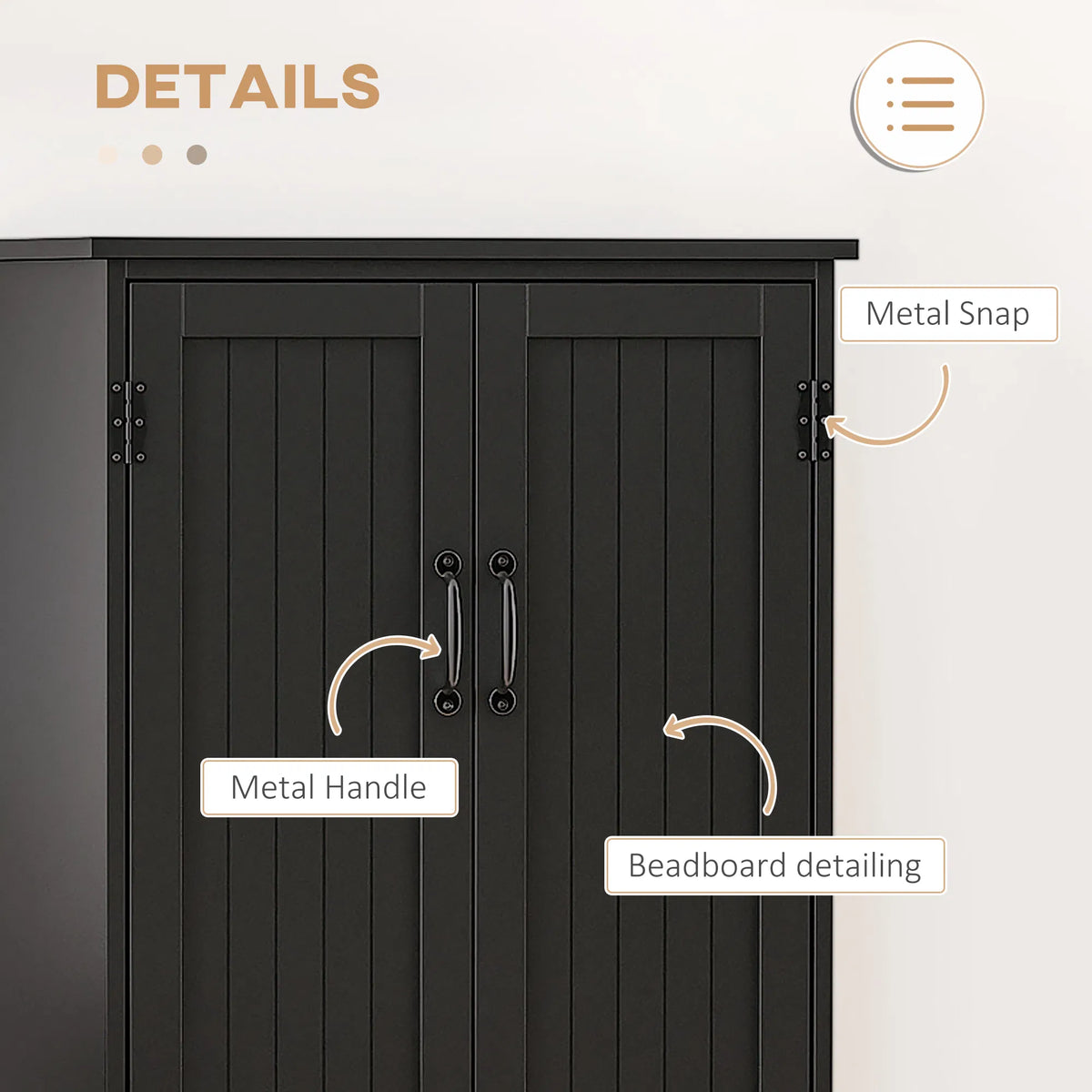 Armoire de rangement 4 portes de 48" Multi-Storey Large Space Pantry avec étagères réglables noir