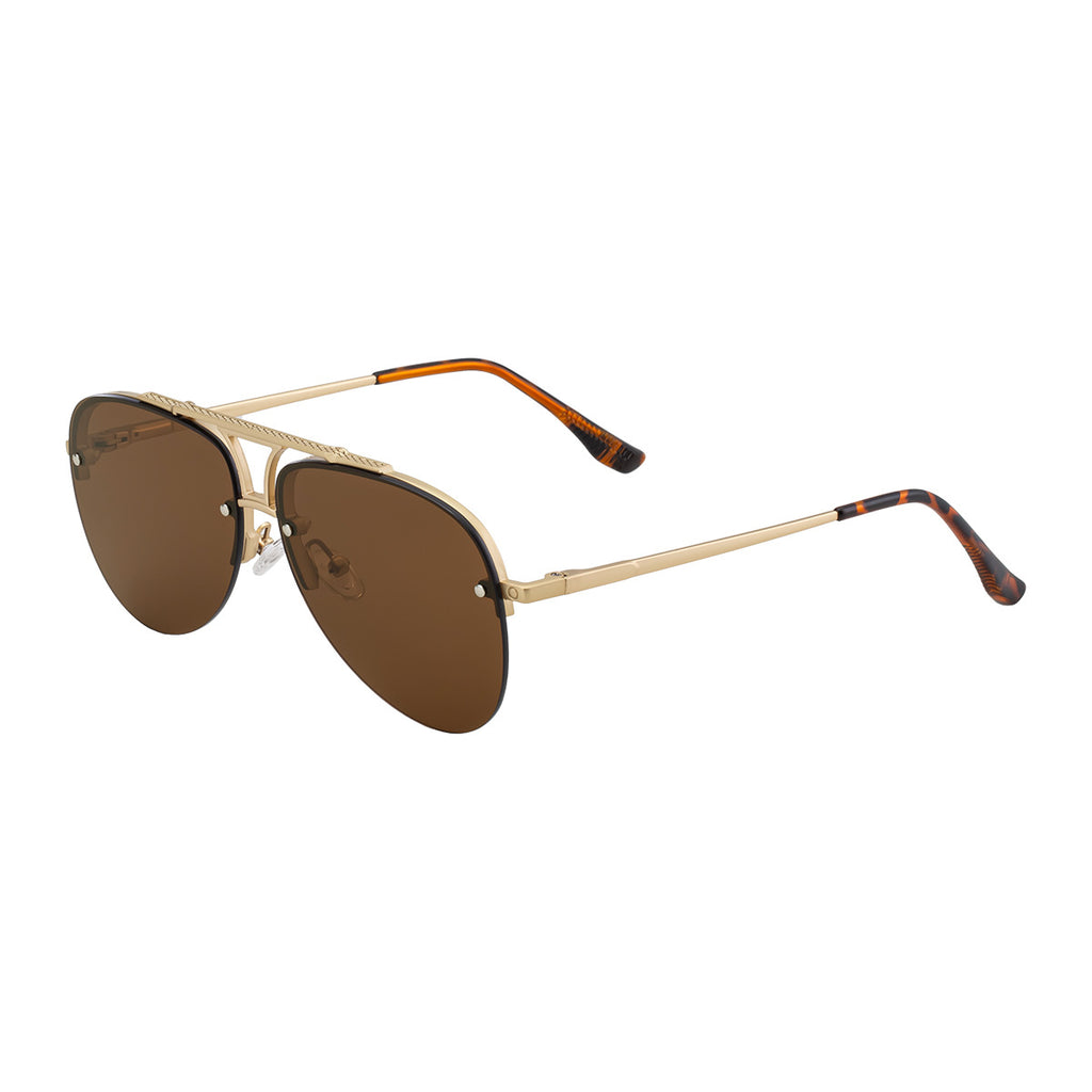 Lunettes de soleil en métal à demi-cadre pour homme
