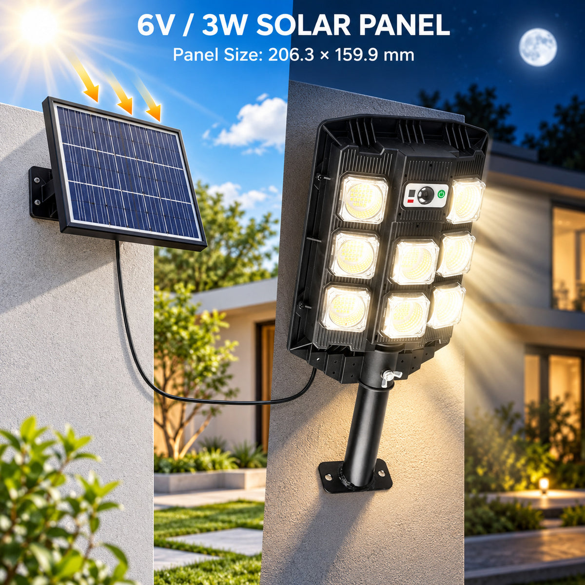 Solar Powered Motion Sensor Garden Light W7101A 3 Pour la décoration de jardin LED Landscape Lighti