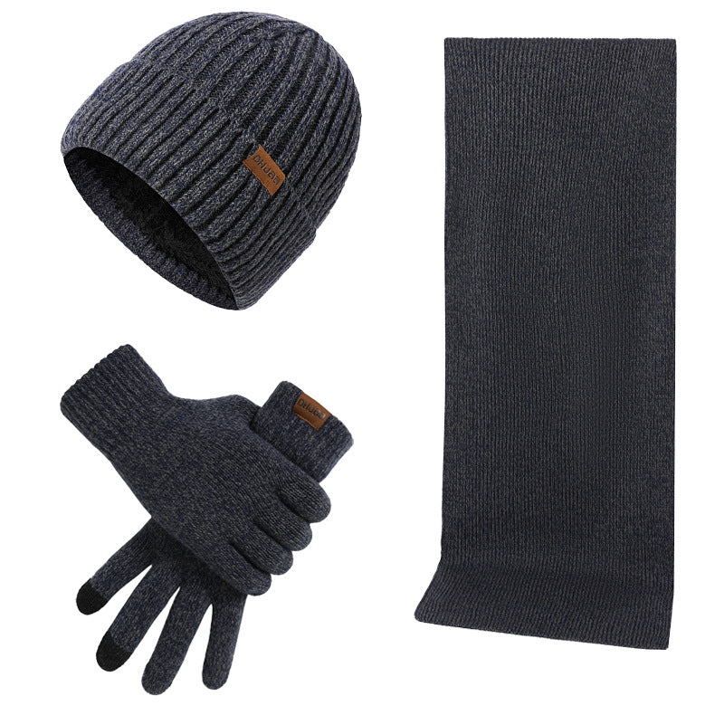 Écharpe de chapeau de tricot thermique et gants Ensemble de trois pièces