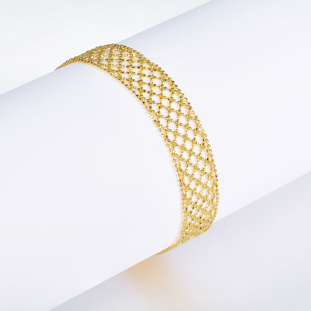 S925 Argent Sterling Hollow Mesh Bracelet pour femmes