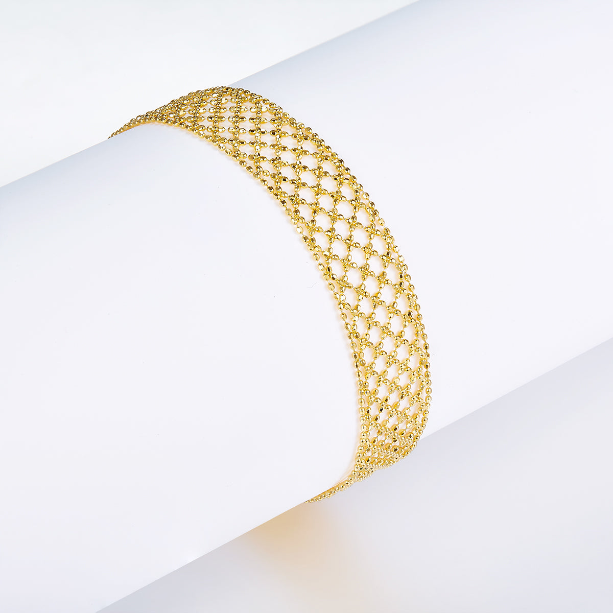 S925 Argent Sterling Hollow Mesh Bracelet pour femmes