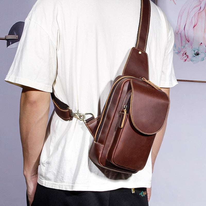Sac croisé en cuir souple et polyvalent pour hommes