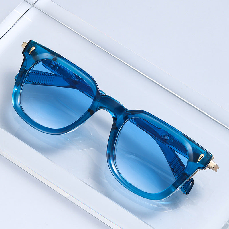 Lunettes de soleil en métal punk à cadre carré à la mode européenne et américaine pour hommes