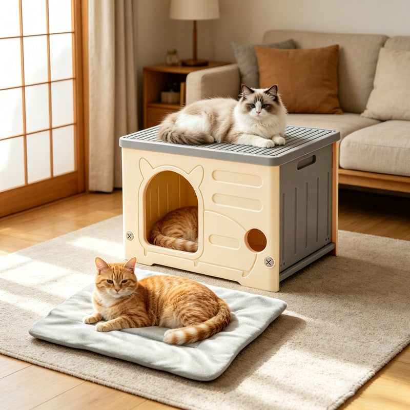 Cat House Cave All-Weather Outdoor Insulated Waterproof Pet Kennel Shelter UK