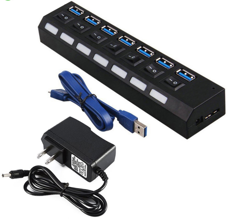 7PORT USB3.0 HUB EXTERNE HAUTE SPEED AVEC ADAPTATEUR DE POUVOIR