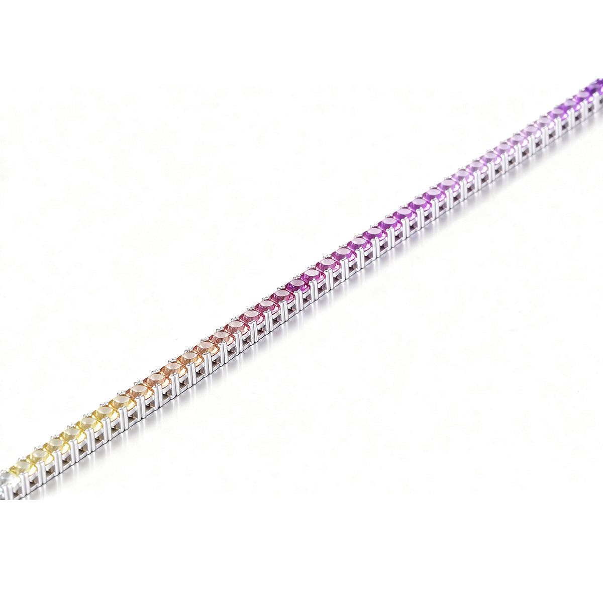 S925 Argent Sterling 3mm Rainbow Lab-Grown Gemstone Bracelet de tennis pour femmes Platinum Pla