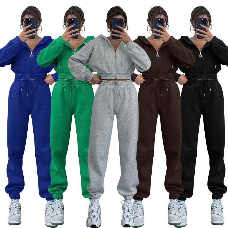 Ensemble de sweat-shirt femme à capuche zippée