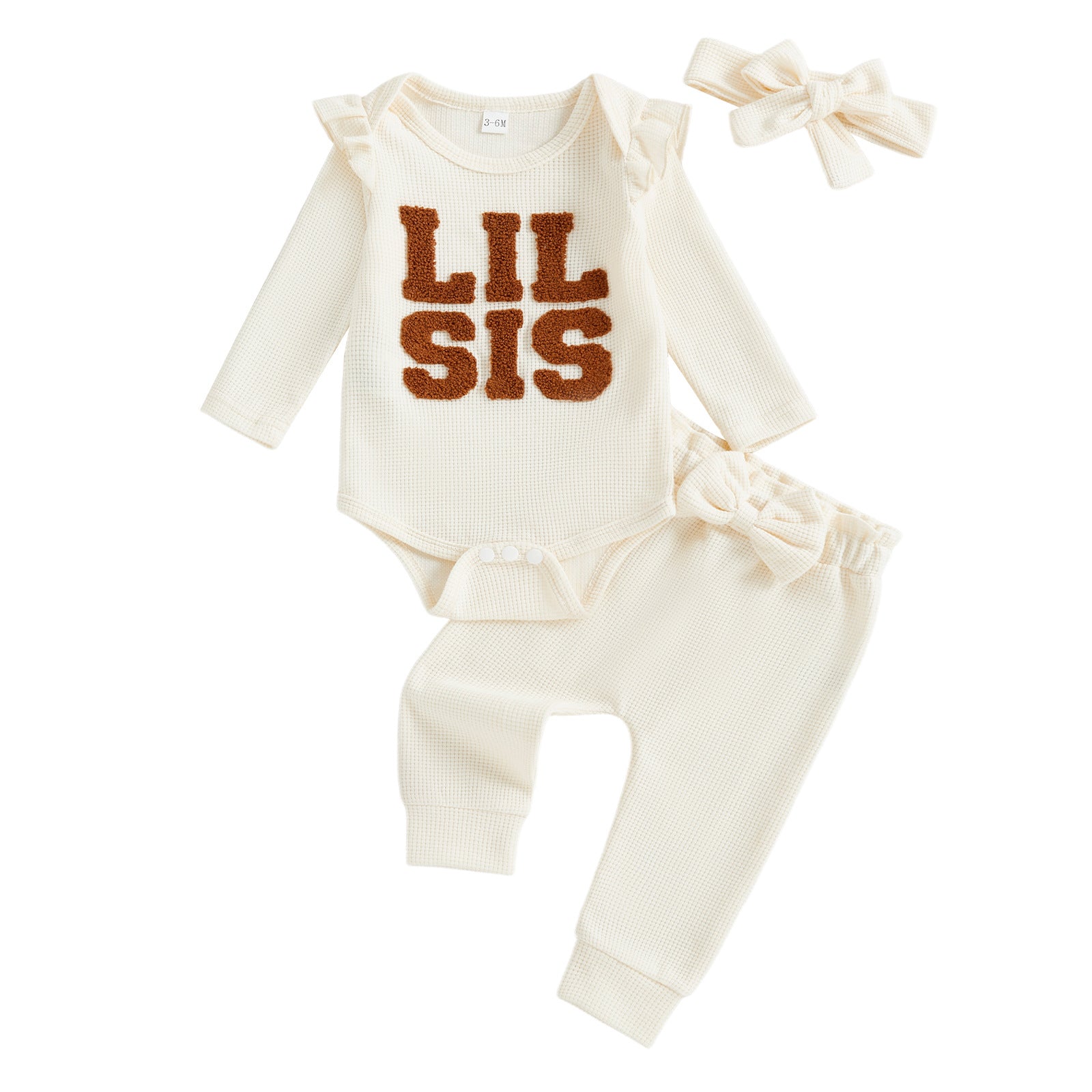 Set 3 pièces à capuche petite Sis Waffle-knit