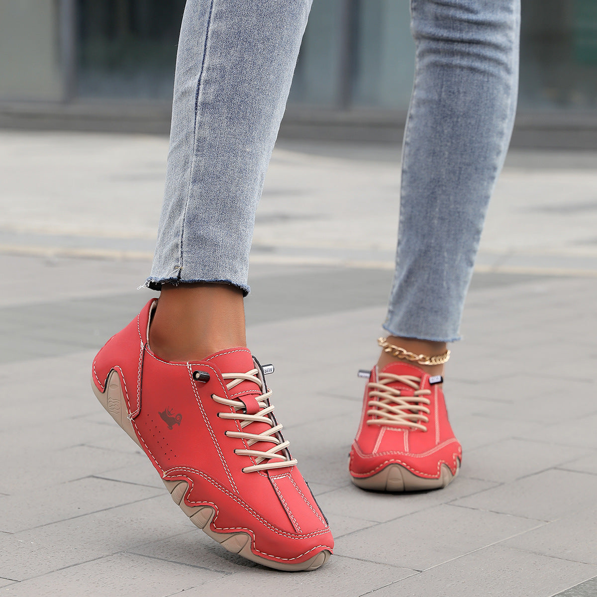 Chaussures antidérapantes en cuir pour femmes