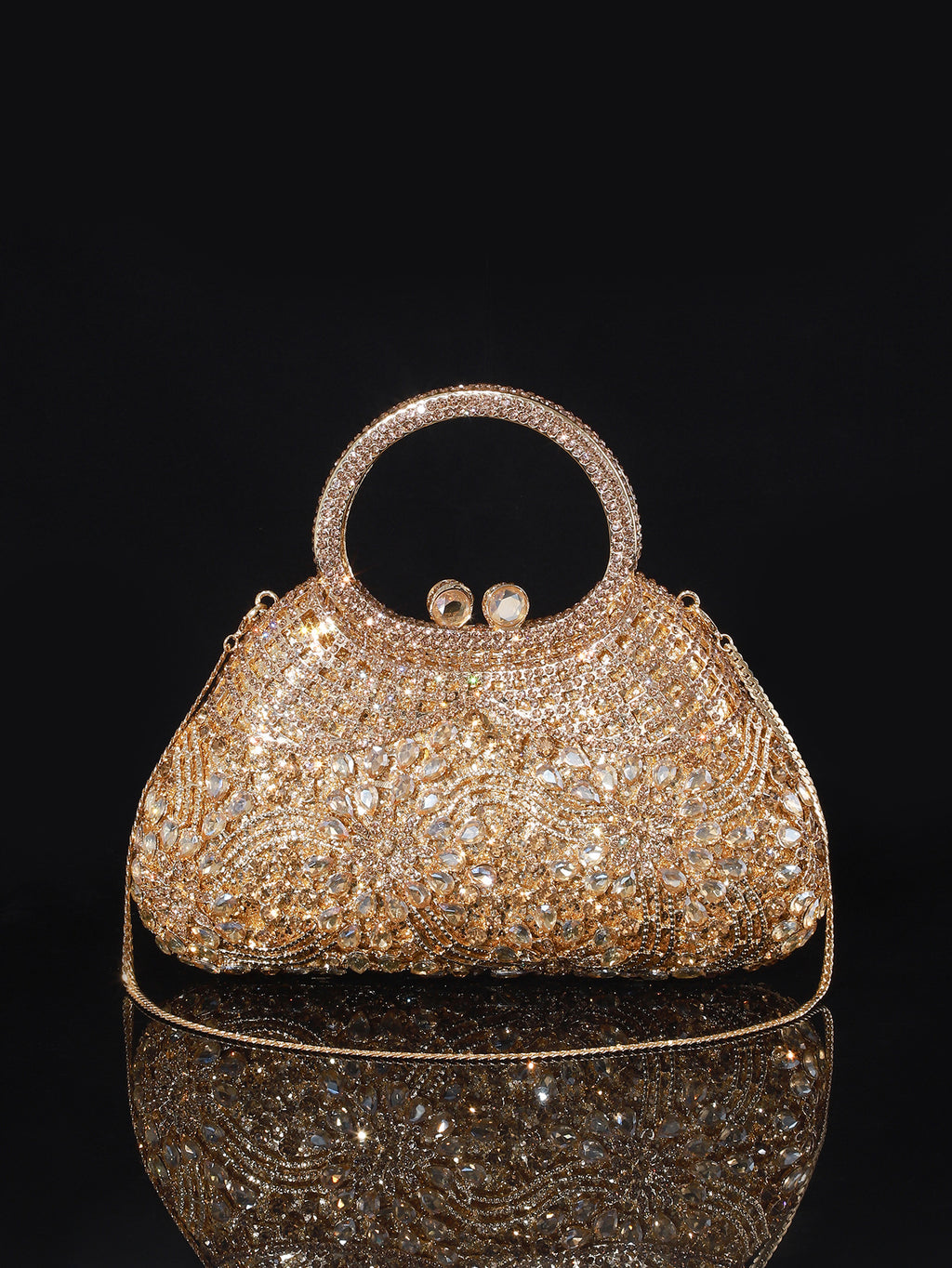 Sac de soirée en strass de bouteille de champagne brillant brillant haut de gamme
