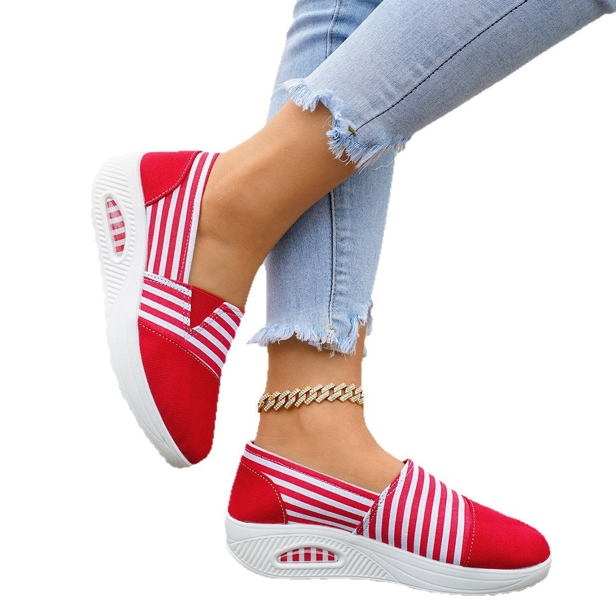 Sneakers rayés en toile Chaussures Casual