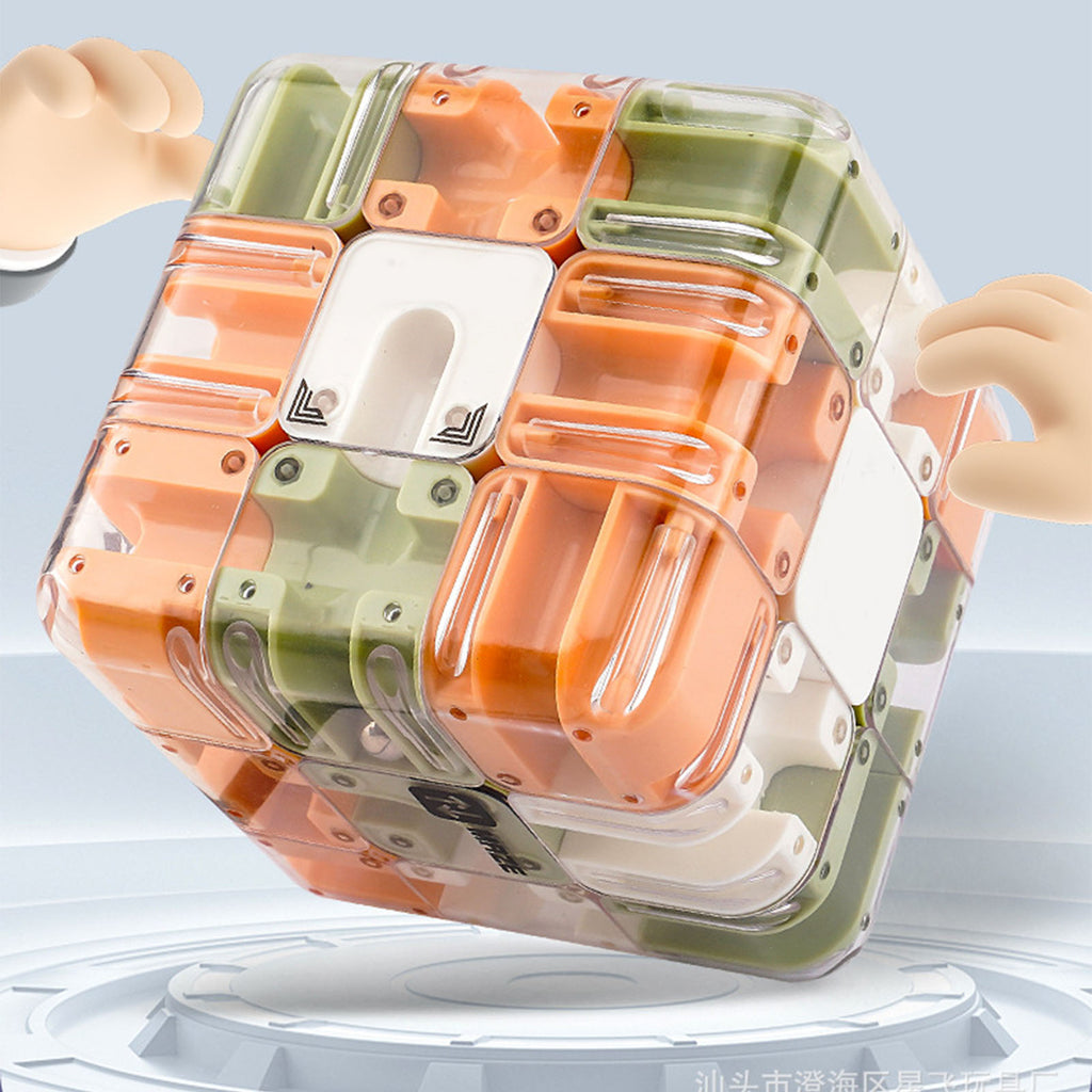 3D Labyrinthe Cube plastique Trois Dimensionnel Rotation Cube Puzzle Jeu de jeu pour les âges Ove