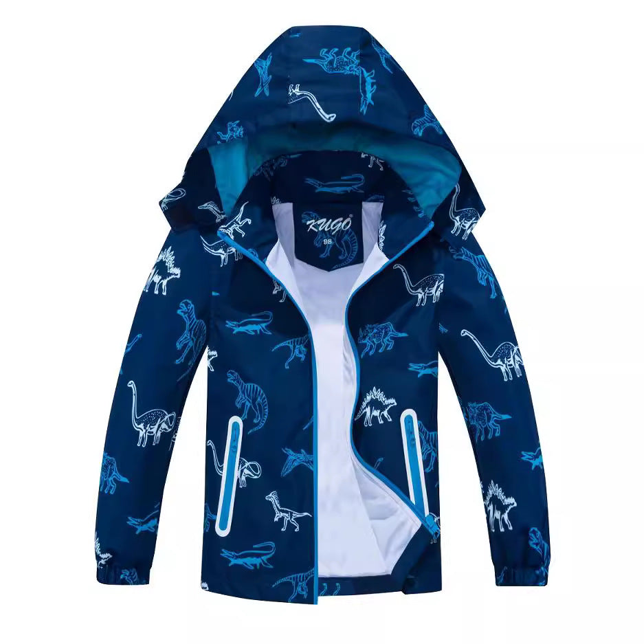 Springautumn Nouveau-arrivé Dinosaur-print Gradient-color Zip-up Hoodie pour les garçons et les filles