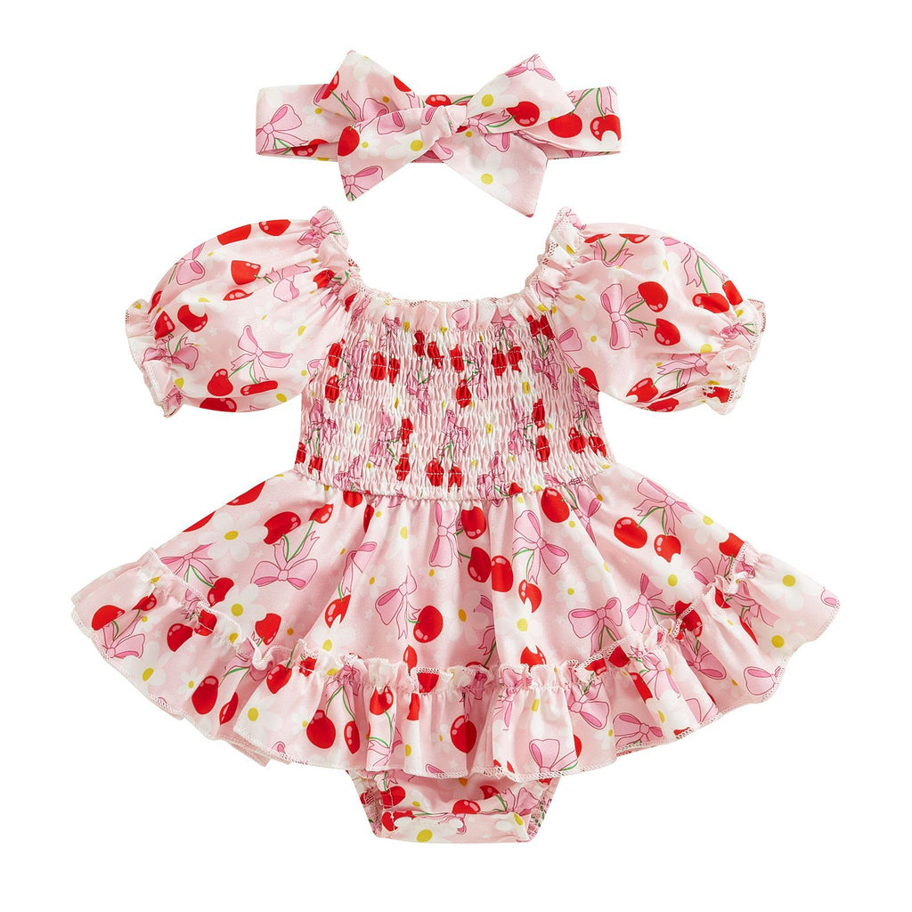 Romper à manches courtes avec imprimé floral Tie-Dye