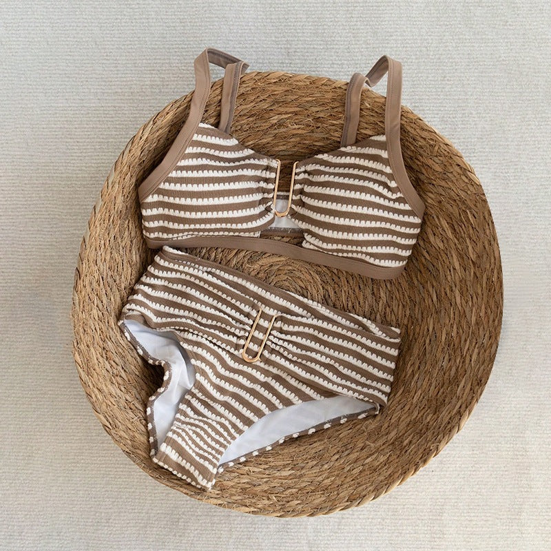 Vacation Beach Sexy Strrap rayé Bikini maillot de bain deux pièces