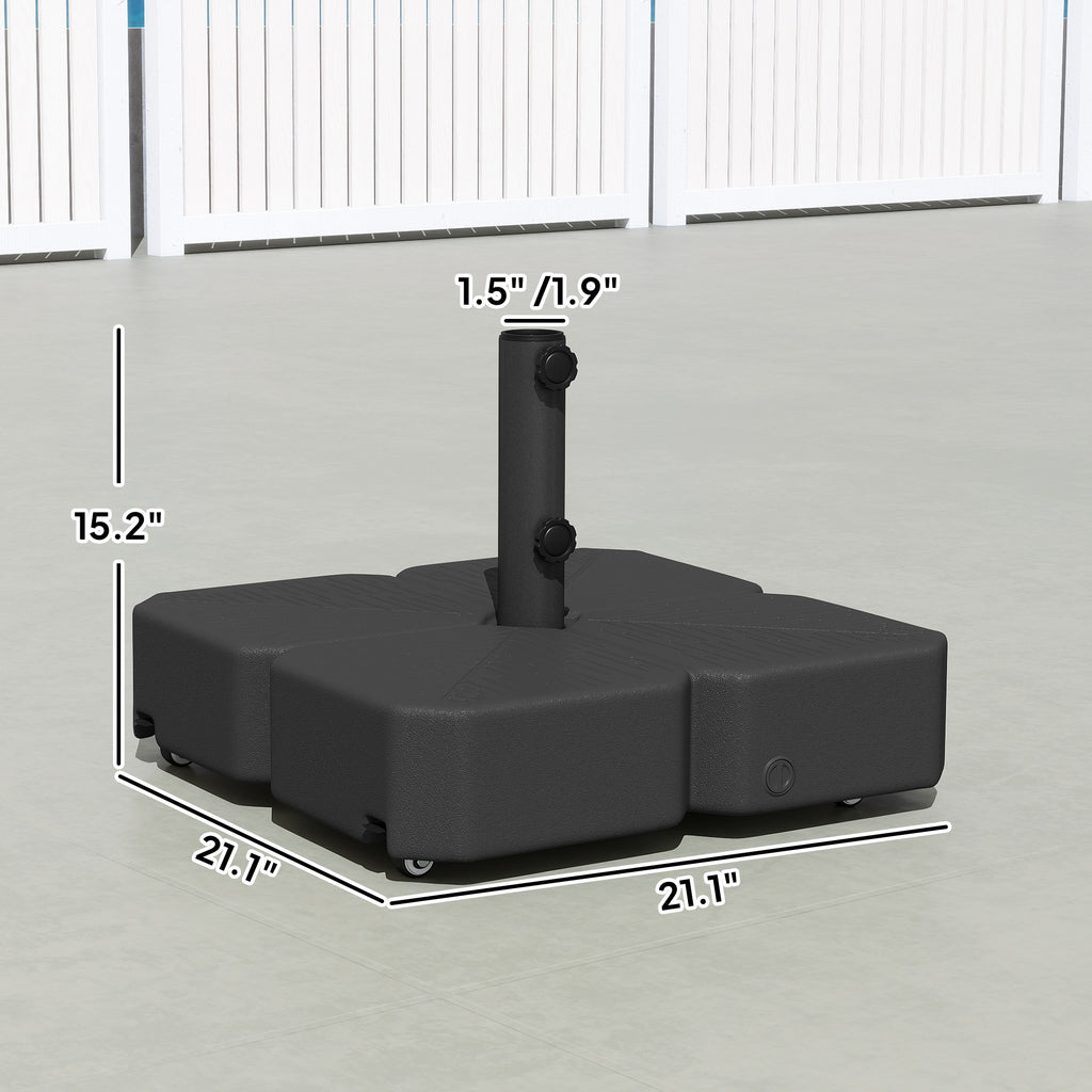 Base parapluie Patio avec roues Support parapluie extérieur pour pôles de 1,5"/1.9" Noir