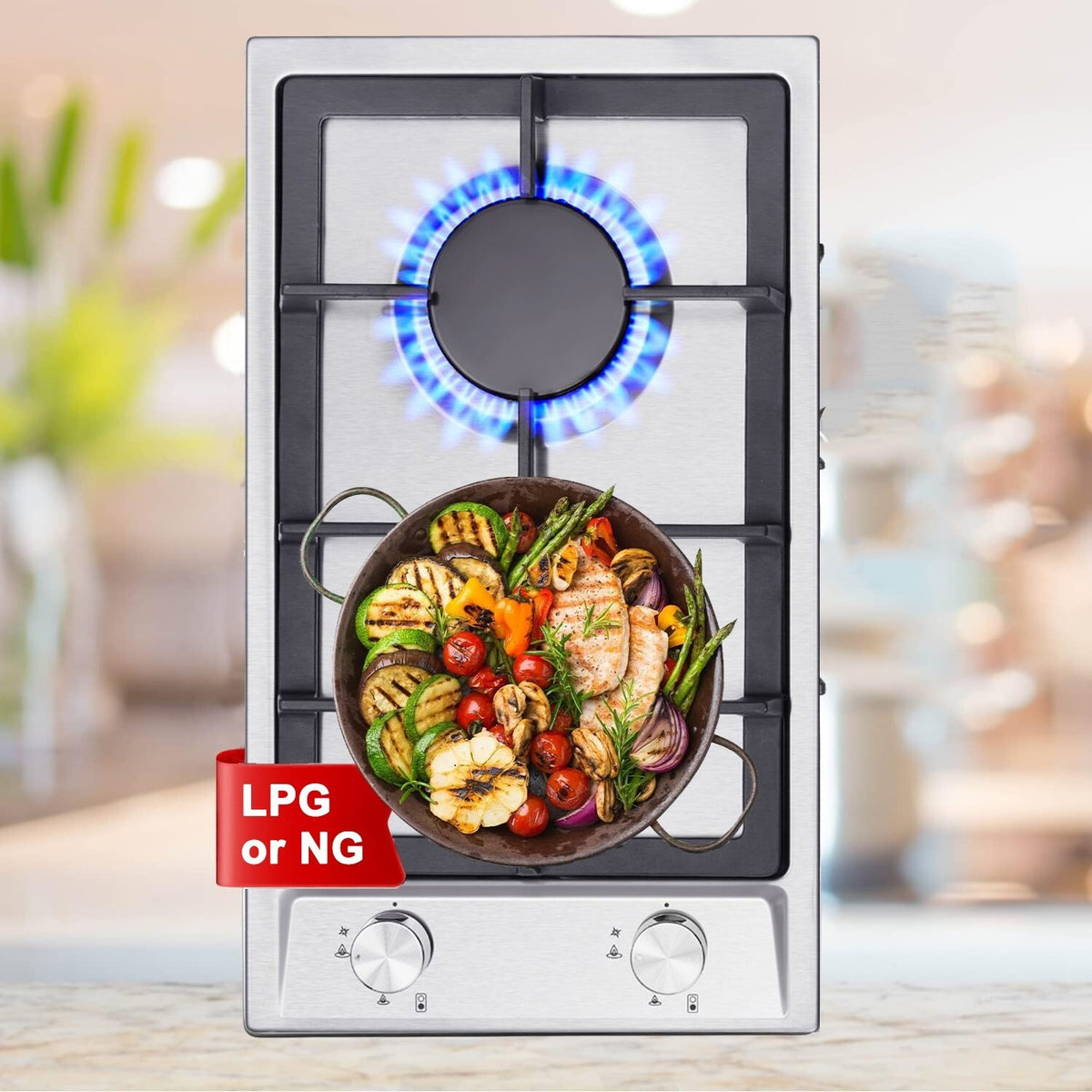 2 poêle à gaz Hob 30cm en acier inoxydable Cuisine intégrée au gaz