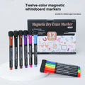 Marqueurs de tableau blanc magnétique 12 couleurs dans une boîte