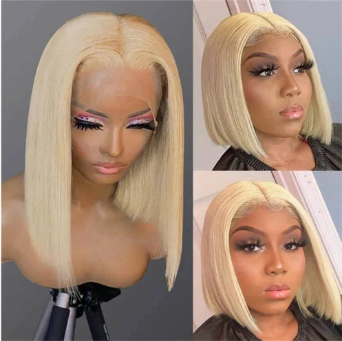 613 Blonde Bob Perruque courte droite Perruques cheveux humains pour les femmes