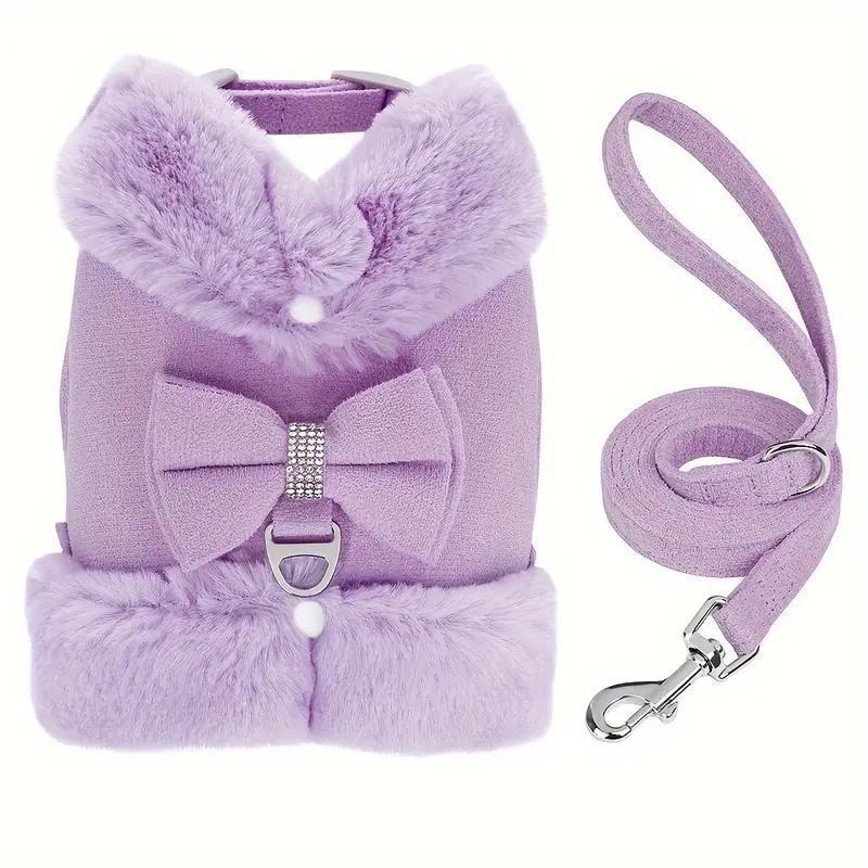 Mignon chaud petit chien Harnais et jeu de laisse avec Bow Tie