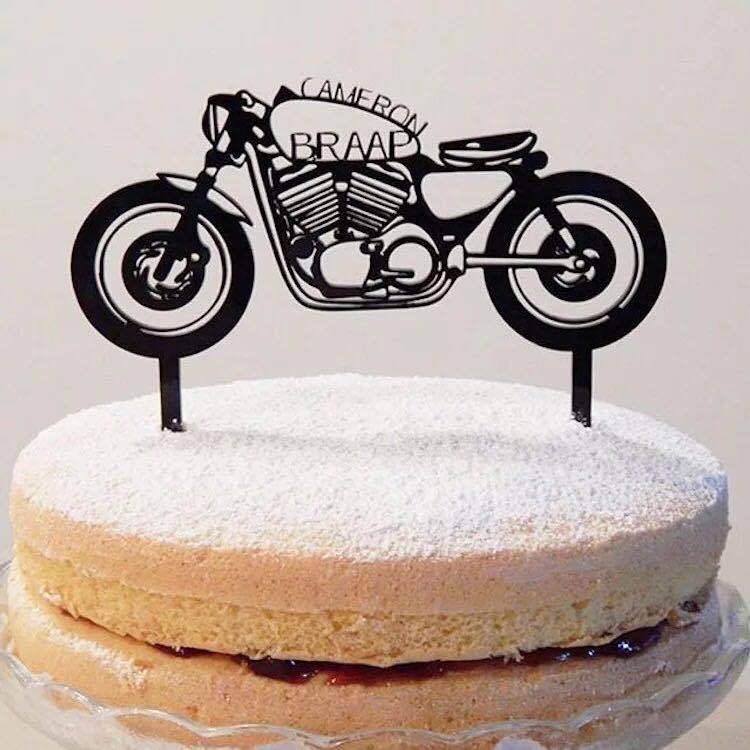 Décoration de fête d'insertion de gâteau anniversaire de voiture de moto