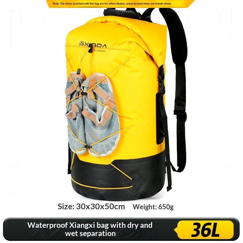 Outdoor backpack with IPX7 wet/dry compartment