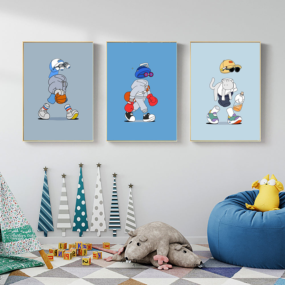 Caricature Sportive Personnages Affiche d'Art Maison Salon Toile Peinture