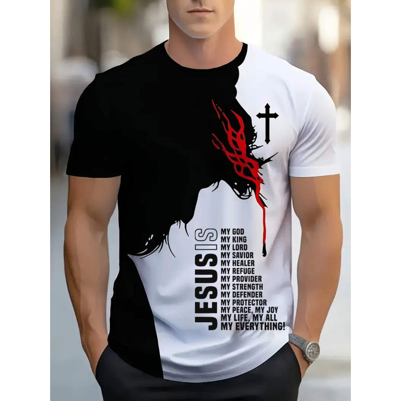 T-shirt homme à manches courtes Business Casual Series Impression numérique 3D