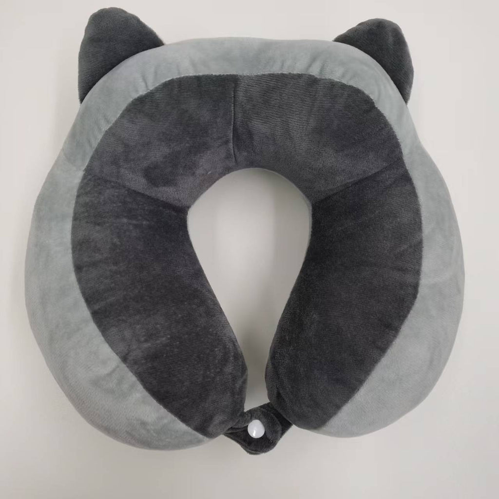 Caricature Gris Raccoon Oreiller encolure UShaped