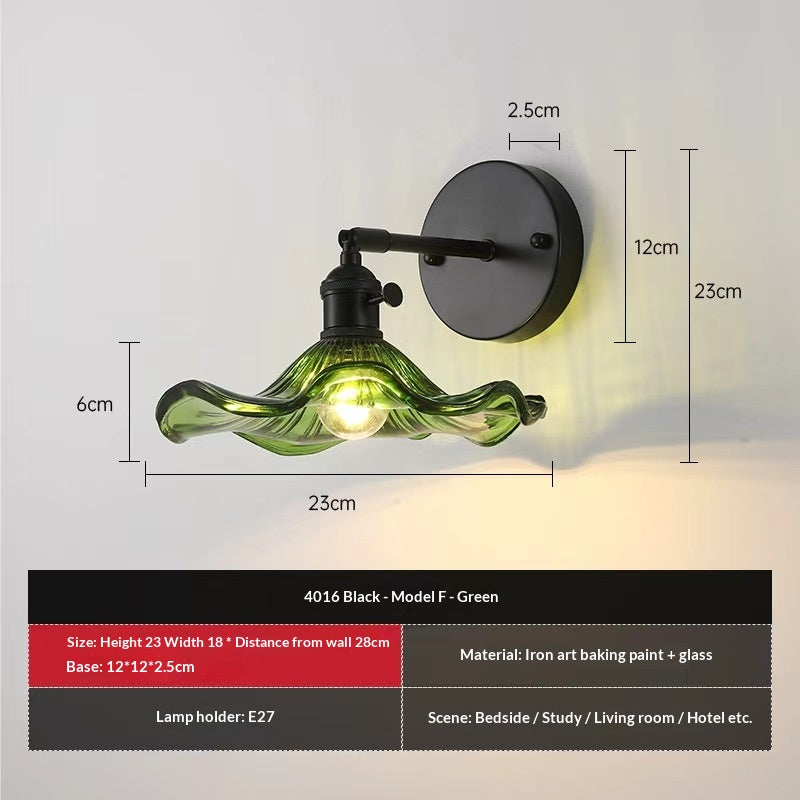 Lampe murale retro en verre coloré
