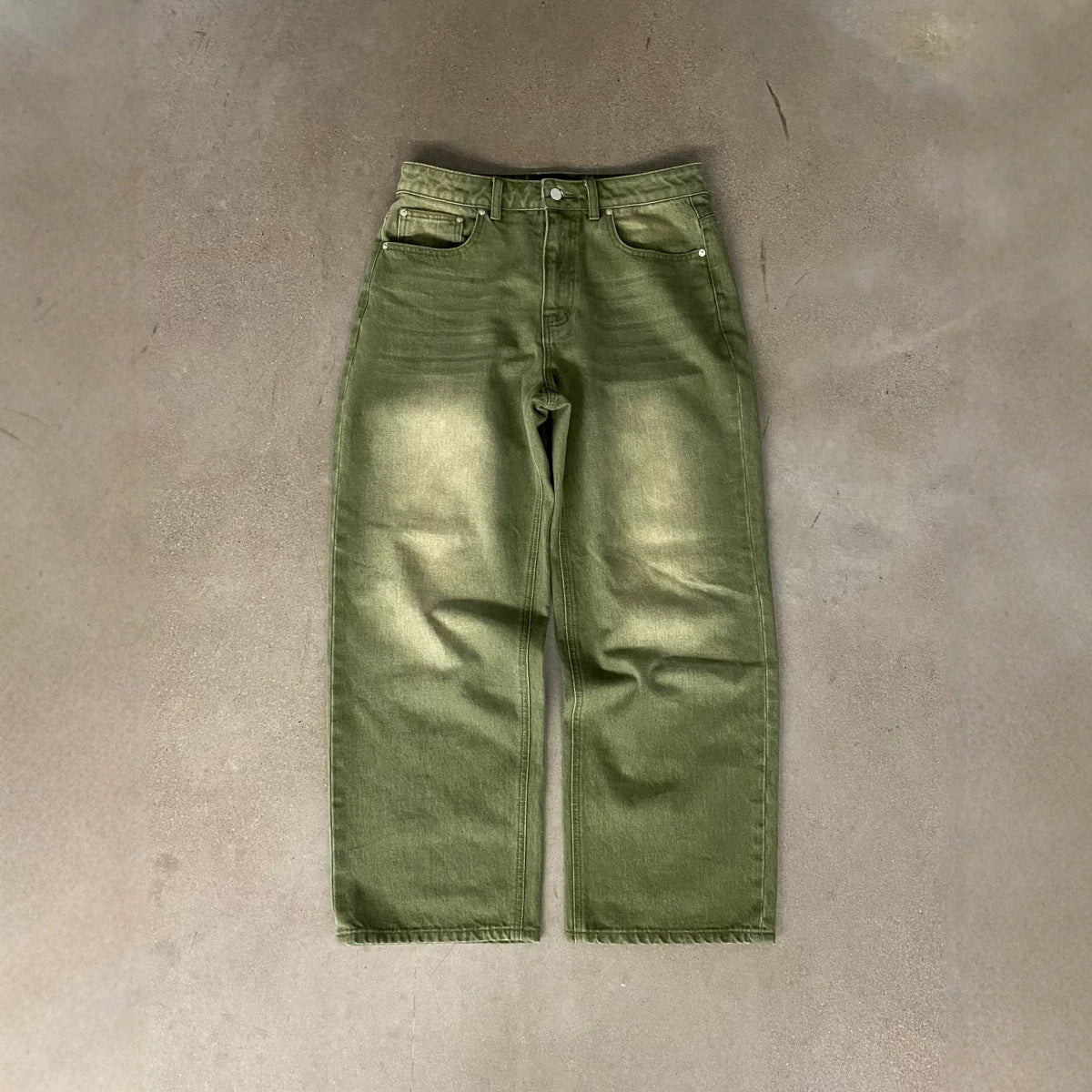 Matcha Vert Jambe droite Pantalons à coupe molle