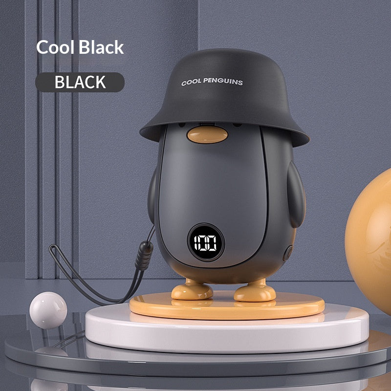 Cute Cartoon Penguin Mini Hand Warmer with Digital Temperature Display and Power Bank Func