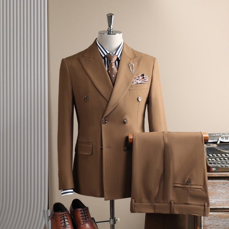 Slim Fit Double Breasted Pinstripe Blazer & Pantalons Cuffed