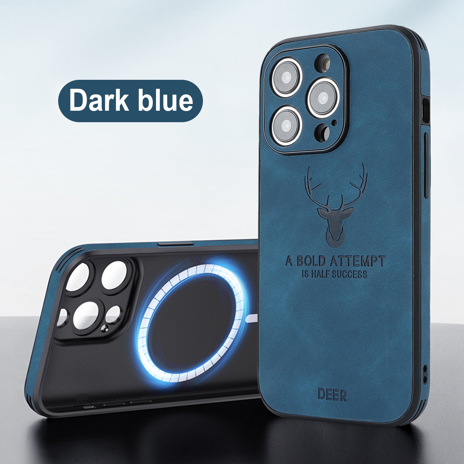 Coque de téléphone Tête de cerf intégrée magnétique résistant à la chute Couverture de protection
