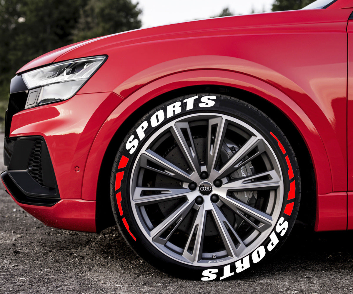 SPORTS Auto Moto Tire lettre Sticker Pvc en caoutchouc Style de voiture Modification Roue