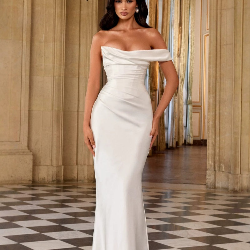 Robe longue à cisaillement mince sans épaule