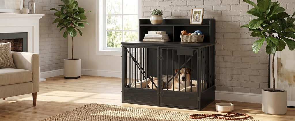 Crate de chien grande capacité multifonctionnel Spacieuse Kennel de Top Pet avec 2 Compa de stockage ouvert