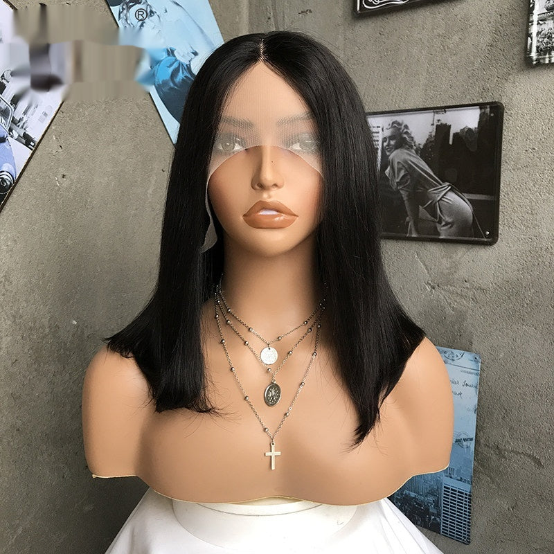 Coiffure humaine réelle européenne et américaine droite Bob Lace Wig Cap