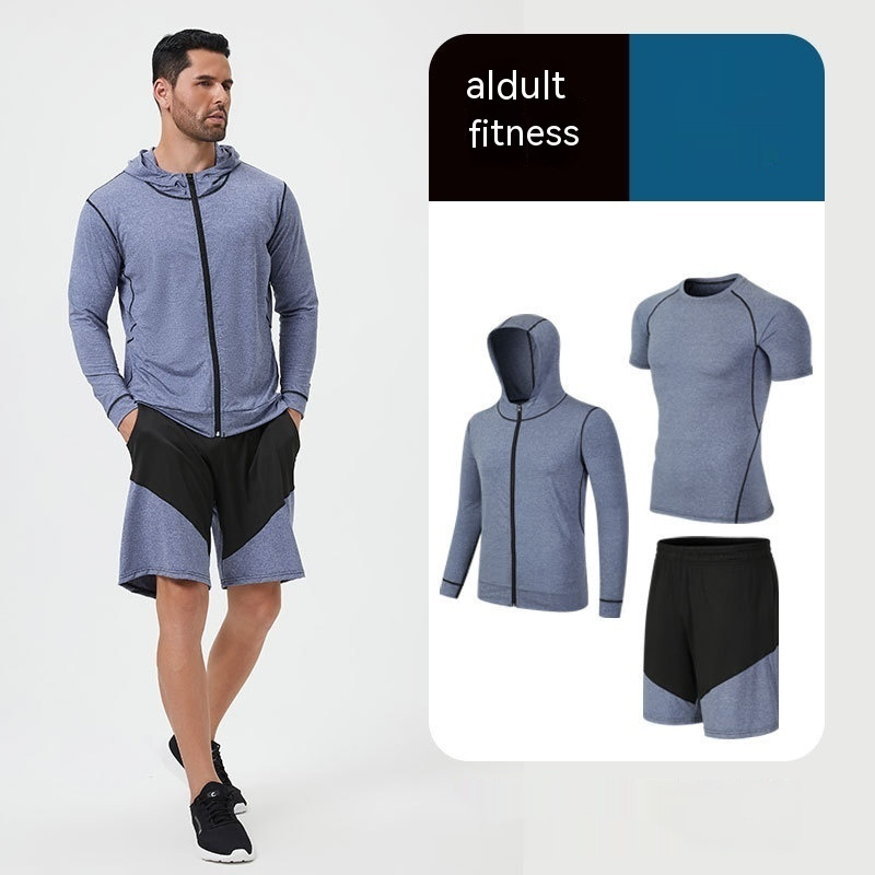 Fitness Suit Homme Running Night Running Sports Séchage rapide Cinq-pièces Foo