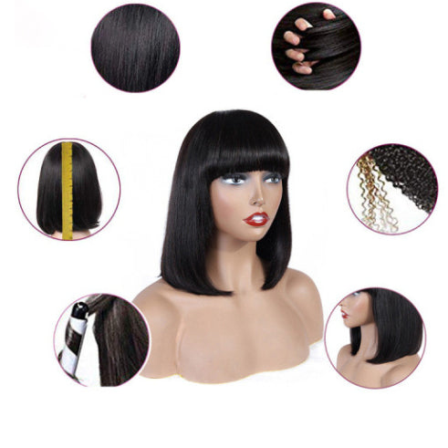 Cheveux humains Bob Wig Headgear Woven Top Coeur est naturel et réaliste